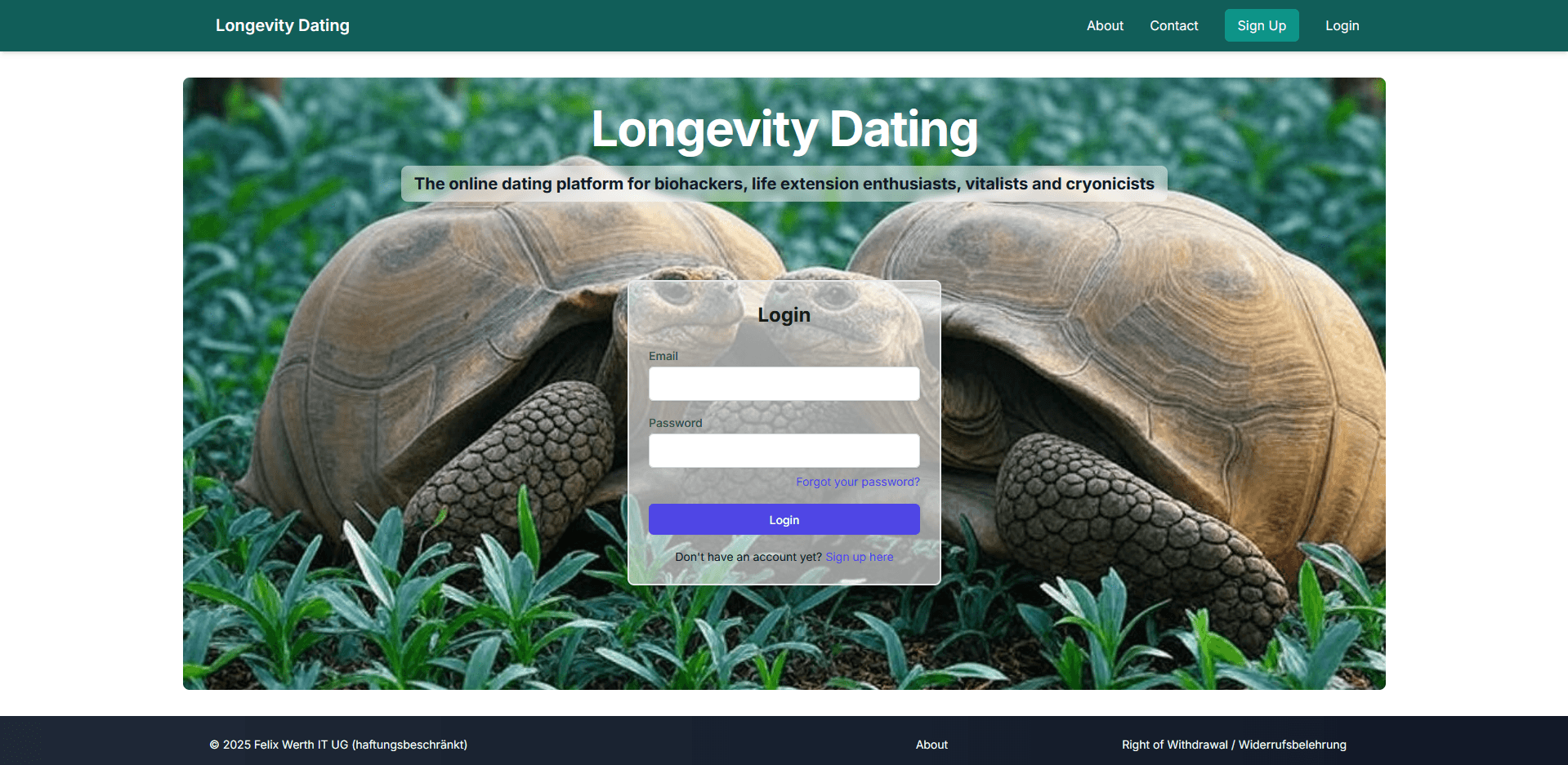 Longevity Dating website screenshot